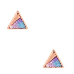 18kt Rose Gold Glitter Triange Stud Earrings